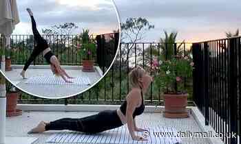 The Block's Shaynna Blaze looks trim as she demonstrates her daily yoga routine
