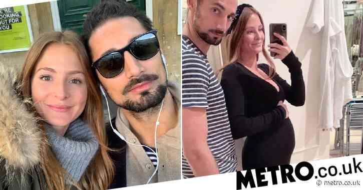 Millie Mackintosh sweetly cradles baby bump as she jokes about wearing ‘stretchy dresses for next four months’