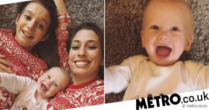 Stacey Solomon shares sweet cuddles with baby Rex and Zachary in matching Christmas outfits