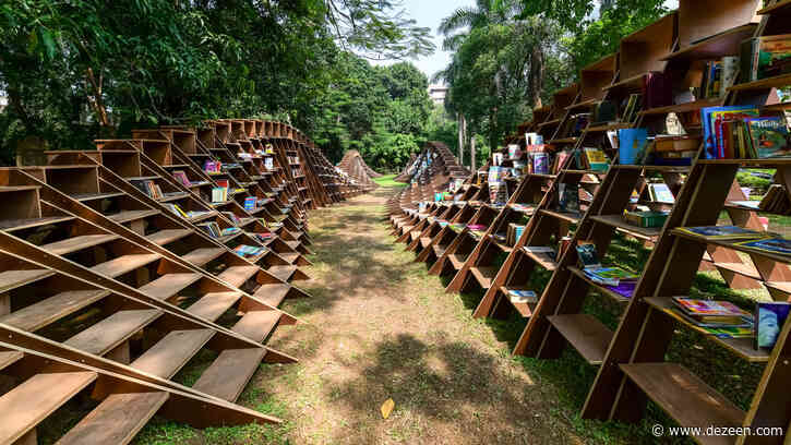 Nudes designs wooden book pavilion to encourage reading in Mumbai