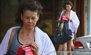 Makeup free Antonia Kidman reveals lean figure after holiday workout