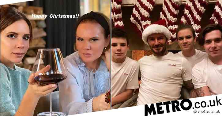 Victoria Beckham and lookalike sister raise a toast as Christmas celebrations get boozy