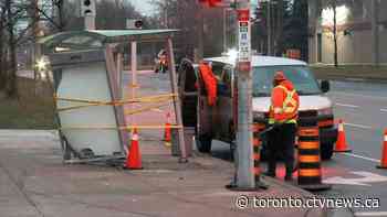 Suspected impaired driver slams into Toronto bus shelter