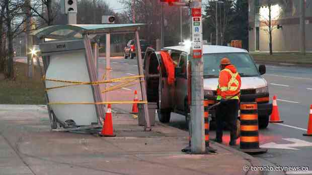 Suspected impaired driver slams into Toronto bus shelter