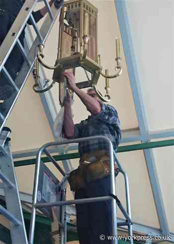 Forgotten chandelier reinstalled at Harrogate’s Royal Hall theatre