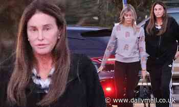 Caitlyn Jenner and Sophia Hutchins sport sweaters as they step out for dinner in Malibu