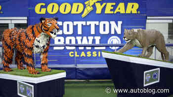 Goodyear recreated this year's Cotton Bowl Classic mascots entirely from tires