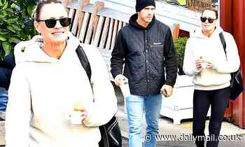 Robin Wright and husband Clement Giraudet wrap up warm for casual lunch on a chilly day in LA