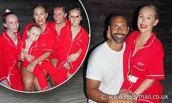 Kate Ferdinand is radiant in red as she poses in matching pyjamas with Rio and her stepchildren