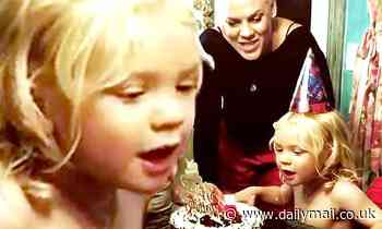 Pink celebrates son Jameson's third birthday with an intimate family party and yummy chocolate cake 