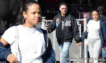Christina Milian puts her baby bump on display as she enjoys a lunch date with boyfriend Matt Pokora