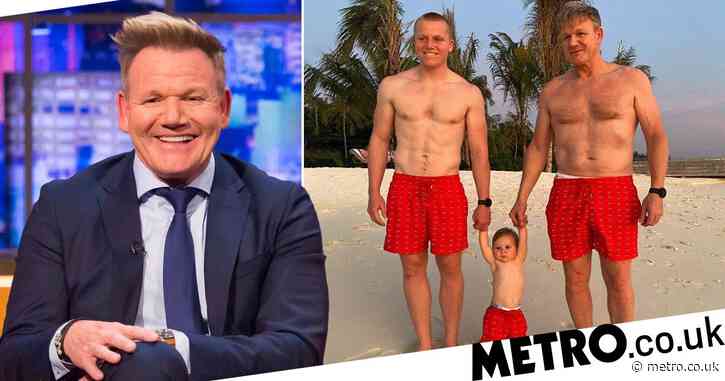 Gordon Ramsay shows off abs in matching Christmas swimmers with sons Jack and baby Oscar