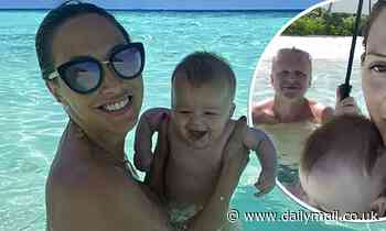 Myleene Klass goes topless as she enjoys blissful swim with her baby boy during Maldives getaway