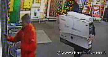 Police would like to speak to these men after a widescreen TV was stolen from Blyth