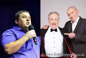 Bolton comedian Peter Kay snapped with Cannon and Ball (and Chico) at panto