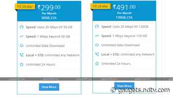 BSNL Launches Rs. 299, Rs. 491 Broadband Plans With 20Mbps Internet Speed: All Details