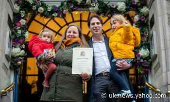 Couple who won battle to open up civil unions register partnership