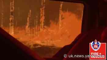 Firefighters film moment Australian bushfire overruns their truck