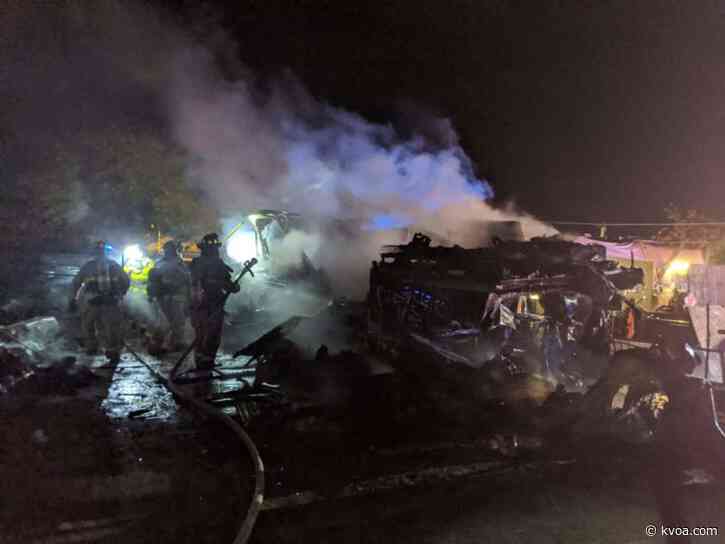 3 displaced after RV fire Monday night