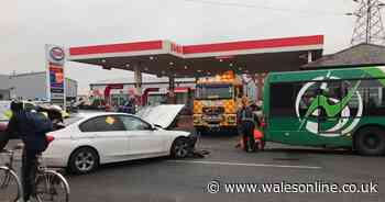 Car and bus crash on Corporation Road in Newport