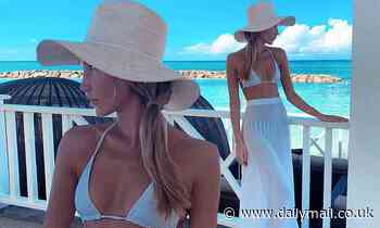 Megan McKenna shows off her svelte frame in chic beachwear