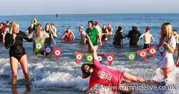 Whitley Bay thrillseekers take part in New Year's dip despite previous safety warning