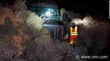 Tumbleweeds blocked a highway, trapping people in their cars