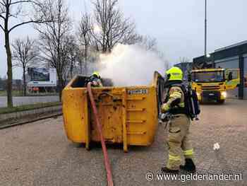 Container in brand tijdens transport in Wageningen