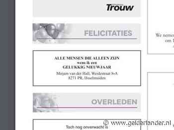 Deze wens-advertentie van Mirjam is een wel heel opvallende nieuwsjaartraditie