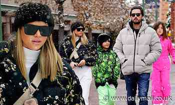 Sofia Richie and Scott Disick brave the snow with his two kids while on a shopping trip in Aspen