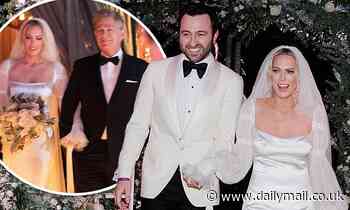 Erin Foster kisses husband after she is walked down the aisle by father in official wedding photos