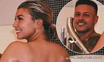Olivia Buckland flashes a hint of sideboob as she strips off for a bath with her husband Alex Bowen