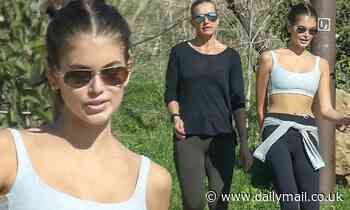 Kaia Gerber dons a sports bra and leggings while out on a hike... amid Pete Davidson troubles