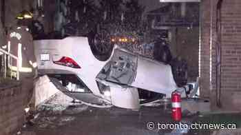 Driver walks away unharmed after violent collision in North York
