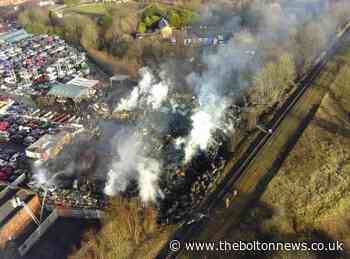 Aerial images of Bury scrapyard fire