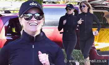 Reese Witherspoon goes stealth in all black for her pre-Golden Globes run with a friend in LA