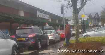 Shoppers abandon cars as temporary traffic lights cause two-hour queues to leave Morrisons in Neath