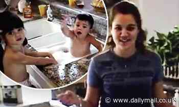 Khloe Kardashian is unrecognizable as a brunette teenager while bathing Kylie