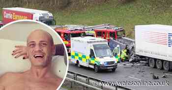 Welsh man who almost died in Glasgow crash and spent two weeks in intensive care is starting to learn to walk again