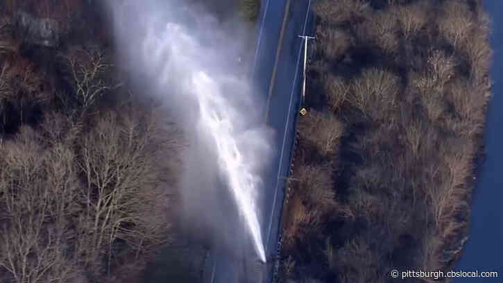 Massive Water Main Break Creates Geyser In Collier Township