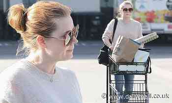 Amy Adams, 45, looks youthful in a fun updo with oversized sunglasses
