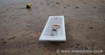 Almost an entire bathroom suite dumped on beach at Mumbles