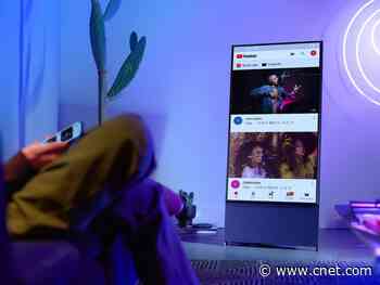 Samsung Sero TV rotates to portrait mode for vertical vids, like a giant phone     - CNET