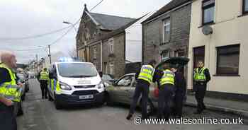 Street closed off after police pursuit ends in car crash in Merthyr Tydfil