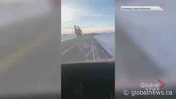 Video shows air ambulances on highway at site of fatal crash near Taber, Alta.