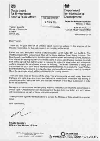 Bolton MP's race horse fears