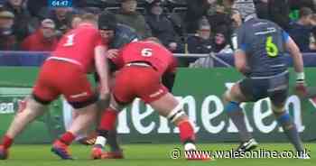 The controversial moment Wales star Rhys Carre was sent off just five minutes into Ospreys v Saracens