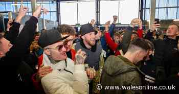 The brilliant away end scenes as Sheffield United's Oli McBurnie joins Swansea City's Joe Rodon at Cardiff City clash