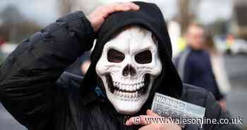 Protest against police using facial recognition technology at the South Wales derby