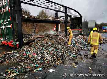 Lorry Carrying Tubes Of Pringles Catches Fire On M1 Motorway